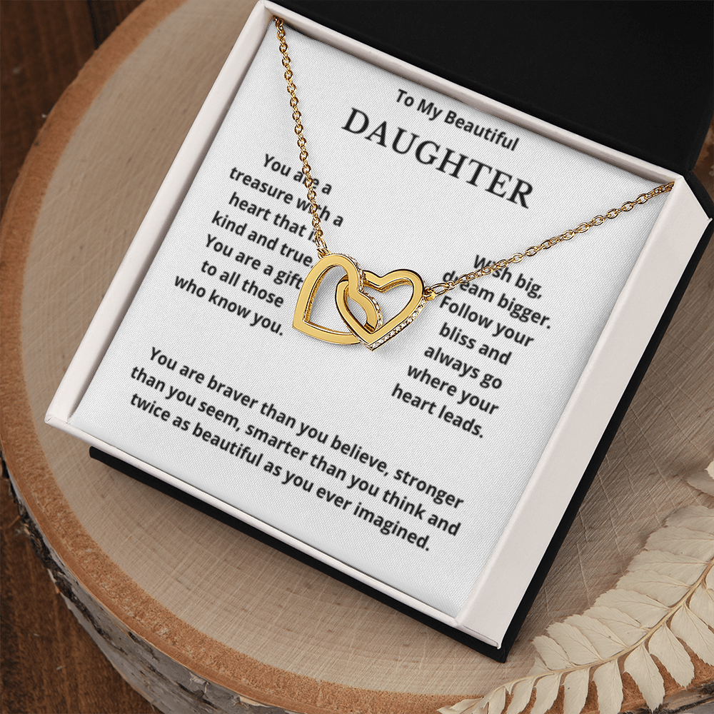 To Daughter Interlocked Hearts Necklace, Present For Daughter Birthday/Christmas Gifts. Necklace Daughter Jewelry