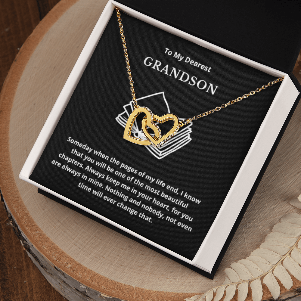 To Grandson Interlocking Hearts Necklace, Present For Grandson Birthday/Christmas Gifts For Grandson Jewelry Grandson Wedding Day Gifts