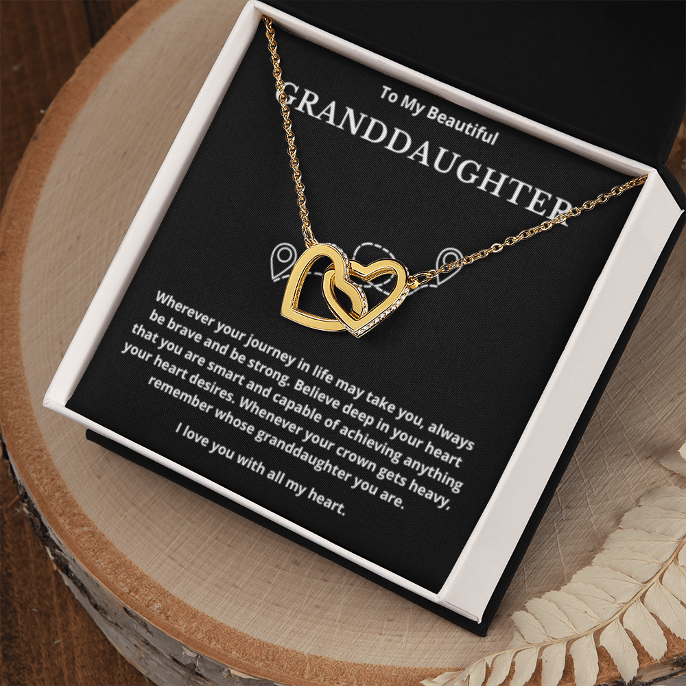 To Granddaughter Interlocking Hearts Necklace, Present For Granddaughter Birthday/Christmas Gifts For Granddaughter Jewelry Wedding Day