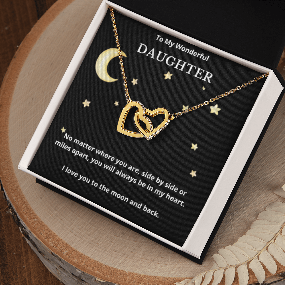 To Daughter Interlocked Hearts Necklace, Present For Daughter Birthday/Christmas Gifts. Necklace Daughter Jewelry