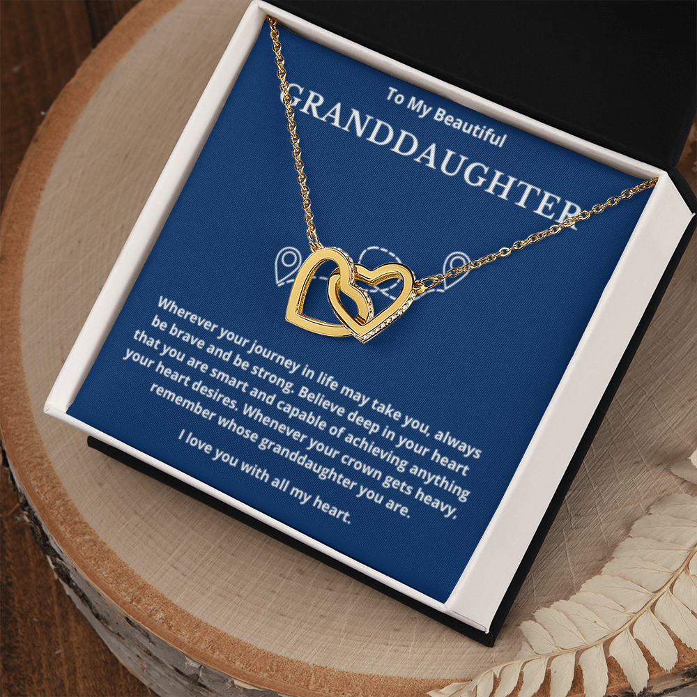 To Granddaughter Interlocking Hearts Necklace, Present For Granddaughter Birthday/Christmas Gifts For Granddaughter Jewelry Wedding Day