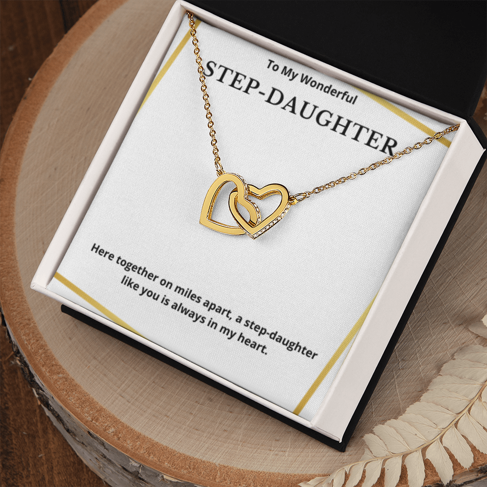To Step-Daughter Interlocked Hearts Necklace, Present For Bonus Daughter Birthday/Christmas Gifts. Necklace Step-Daughter Jewelry