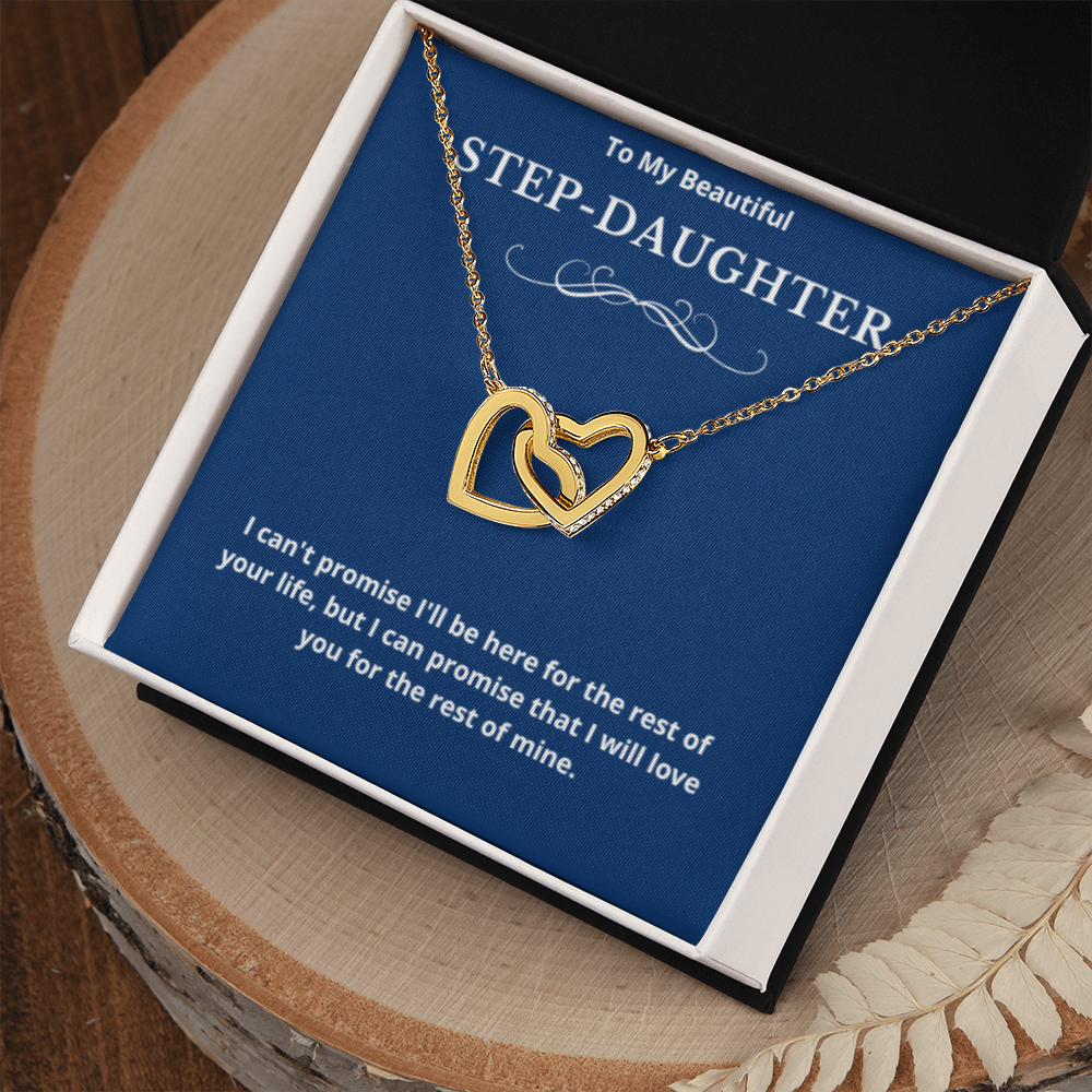 To Step-Daughter Interlocked Hearts Necklace, Present For Bonus Daughter Birthday/Christmas Gifts. Necklace Step-Daughter Jewelry