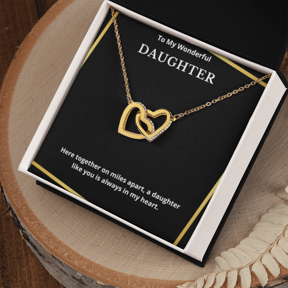 To Daughter Interlocked Hearts Necklace, Present For Daughter Birthday/Christmas Gifts. Necklace Daughter Jewelry