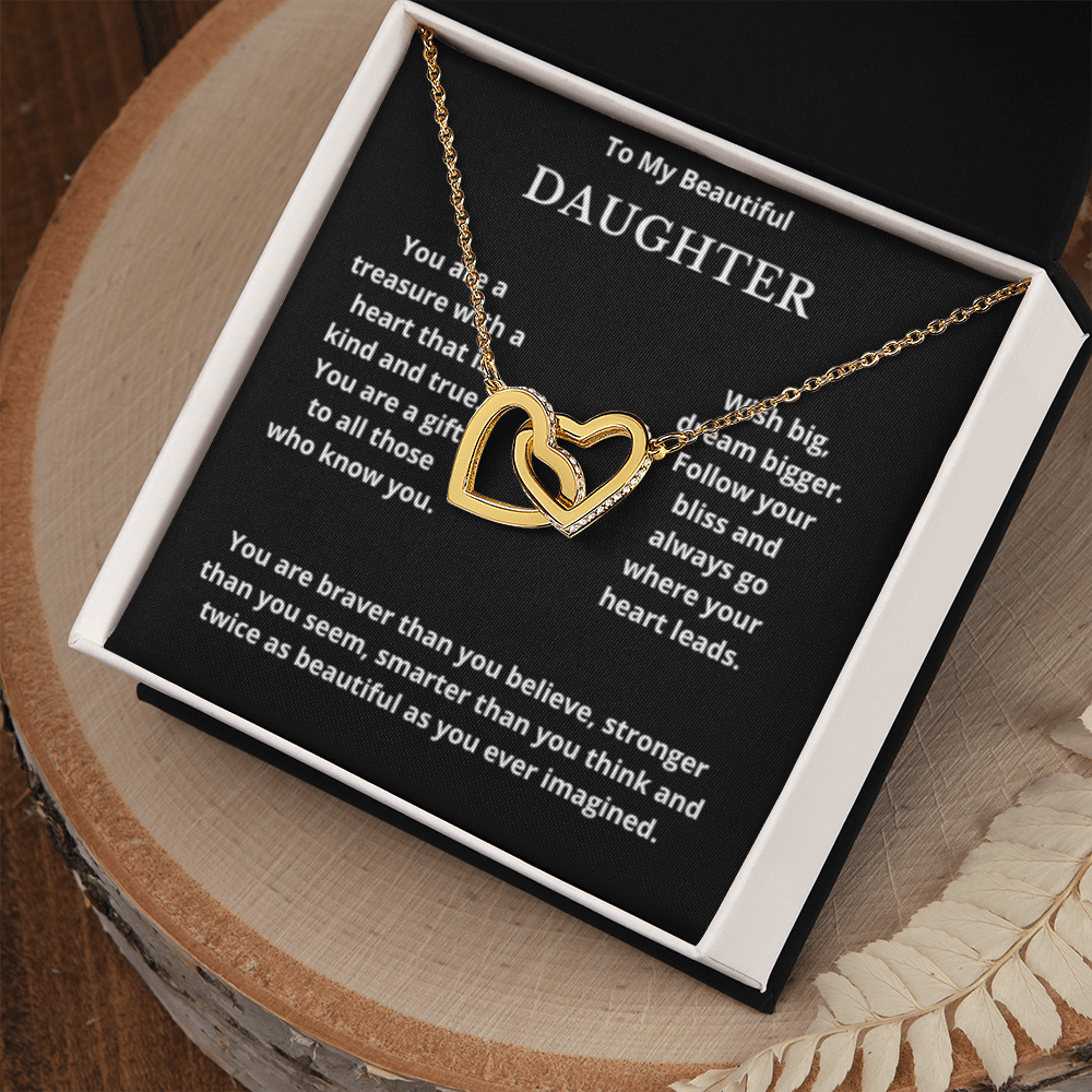 To Daughter Interlocked Hearts Necklace, Present For Daughter Birthday/Christmas Gifts. Necklace Daughter Jewelry