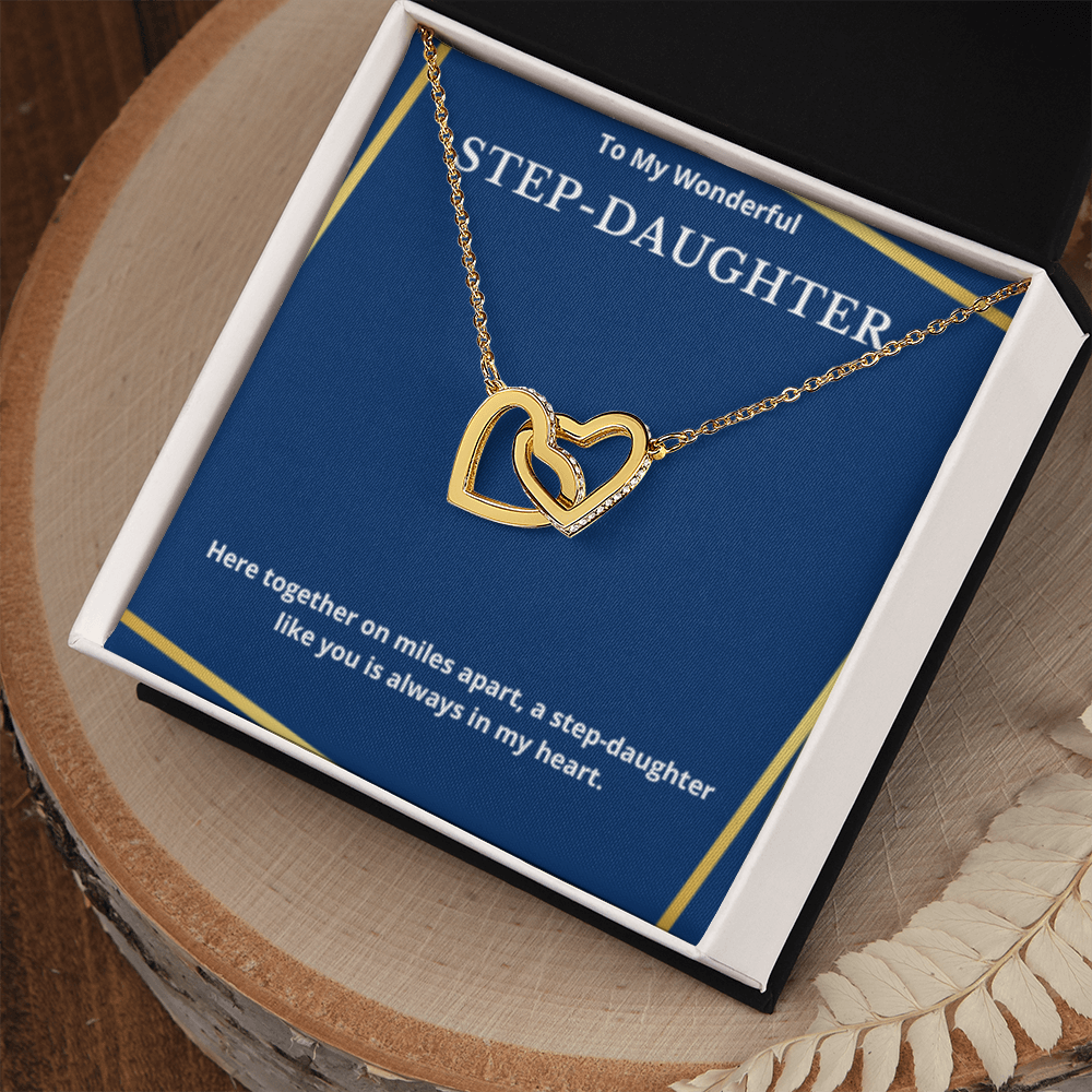 To Step-Daughter Interlocked Hearts Necklace, Present For Bonus Daughter Birthday/Christmas Gifts. Necklace Step-Daughter Jewelry