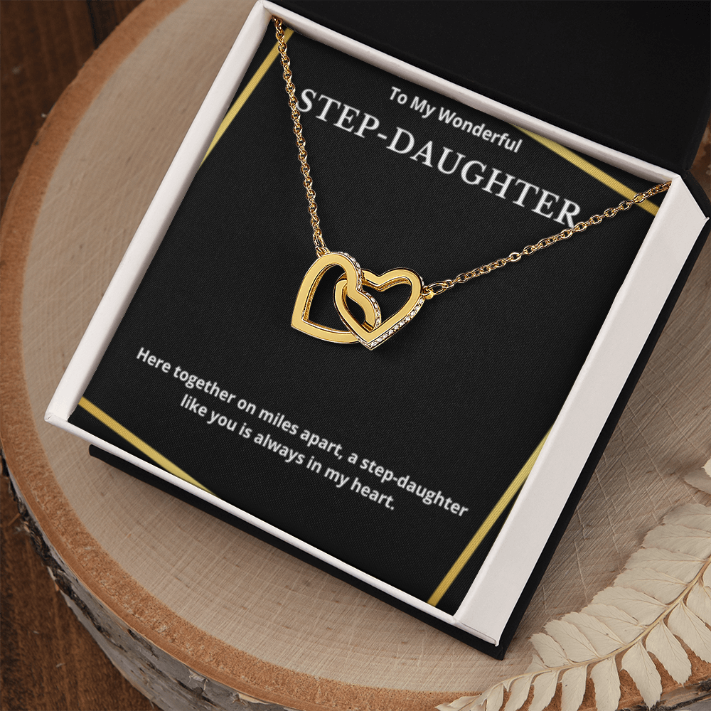 To Step-Daughter Interlocked Hearts Necklace, Present For Bonus Daughter Birthday/Christmas Gifts. Necklace Step-Daughter Jewelry