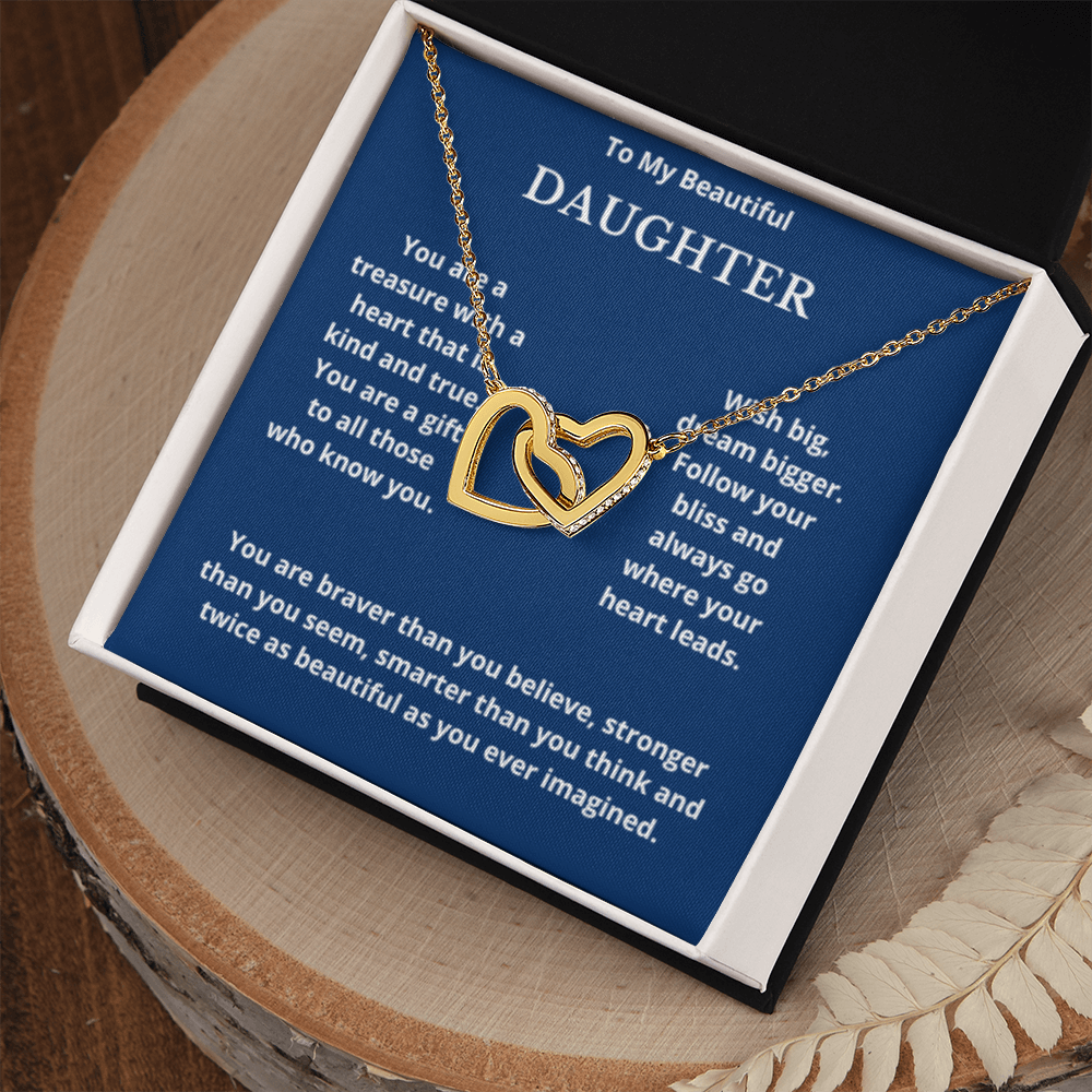 To Daughter Interlocked Hearts Necklace, Present For Daughter Birthday/Christmas Gifts. Necklace Daughter Jewelry
