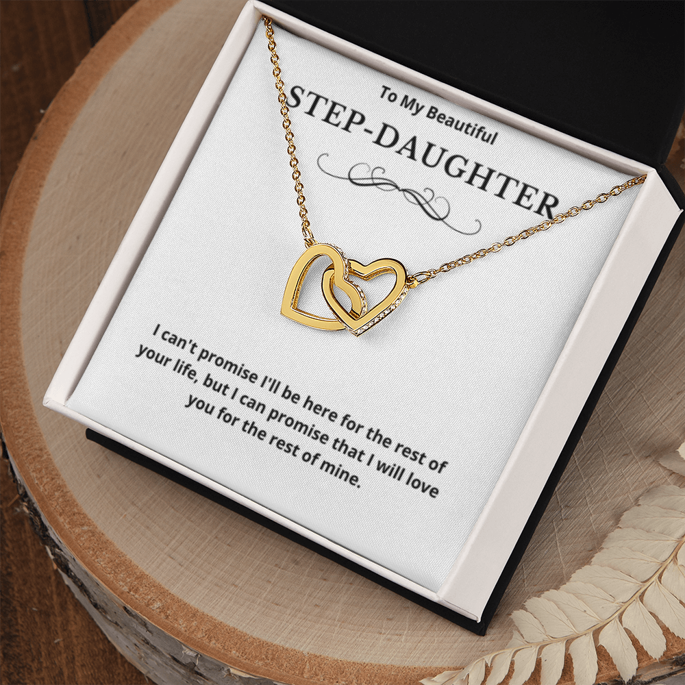 To Step-Daughter Interlocked Hearts Necklace, Present For Bonus Daughter Birthday/Christmas Gifts. Necklace Step-Daughter Jewelry