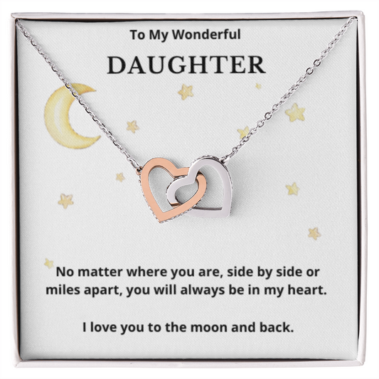 To Daughter Interlocked Hearts Necklace, Present For Daughter Birthday/Christmas Gifts. Necklace Daughter Jewelry