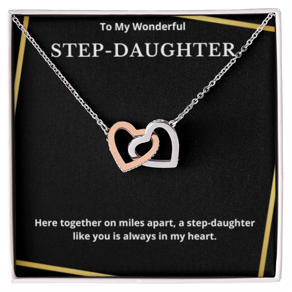 To Step-Daughter Interlocked Hearts Necklace, Present For Bonus Daughter Birthday/Christmas Gifts. Necklace Step-Daughter Jewelry