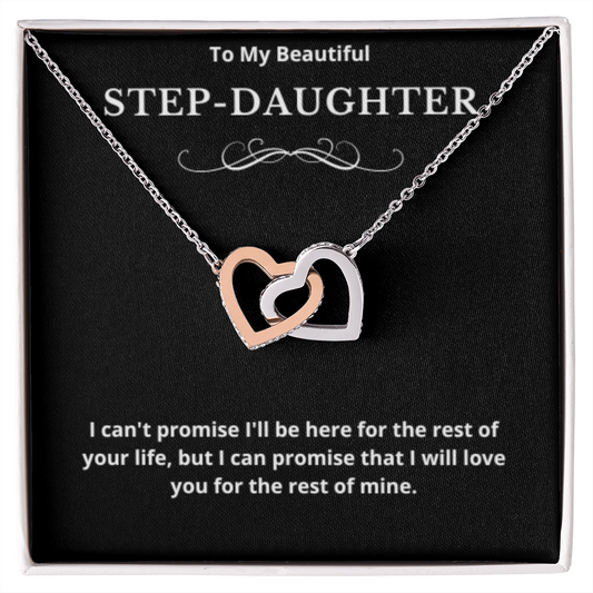 To Step-Daughter Interlocked Hearts Necklace, Present For Bonus Daughter Birthday/Christmas Gifts. Necklace Step-Daughter Jewelry