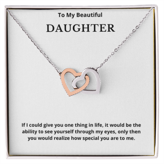 To My Beautiful Daughter Interlocking Hearts Necklace, Gift For Daughter From Mom, Daughter's Birthday, Daughter's Graduation, Jewelry