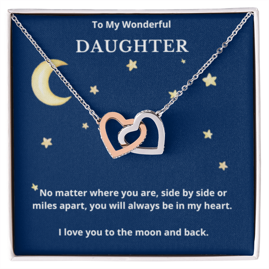 To Daughter Interlocked Hearts Necklace, Present For Daughter Birthday/Christmas Gifts. Necklace Daughter Jewelry