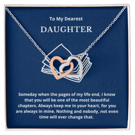 To Daughter Interlocked Hearts Necklace, Present For Daughter Birthday/Christmas Gifts. Necklace Daughter Jewelry
