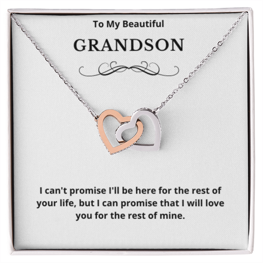 To Grandson Interlocking Hearts Necklace, Present For Grandson Birthday/Christmas Gifts For Grandson Jewelry Grandson Wedding Day Gifts