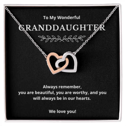 To Granddaughter Interlocking Hearts Necklace, Present For Granddaughter Birthday/Christmas Gifts For Granddaughter Jewelry Wedding Day
