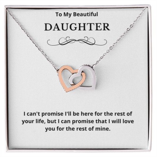 To Daughter Interlocked Hearts Necklace, Present For Daughter Birthday/Christmas Gifts. Necklace Daughter Jewelry