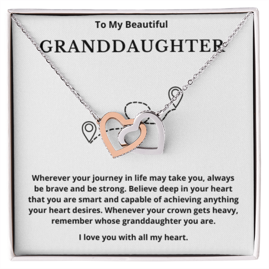 To Granddaughter Interlocking Hearts Necklace, Present For Granddaughter Birthday/Christmas Gifts For Granddaughter Jewelry Wedding Day