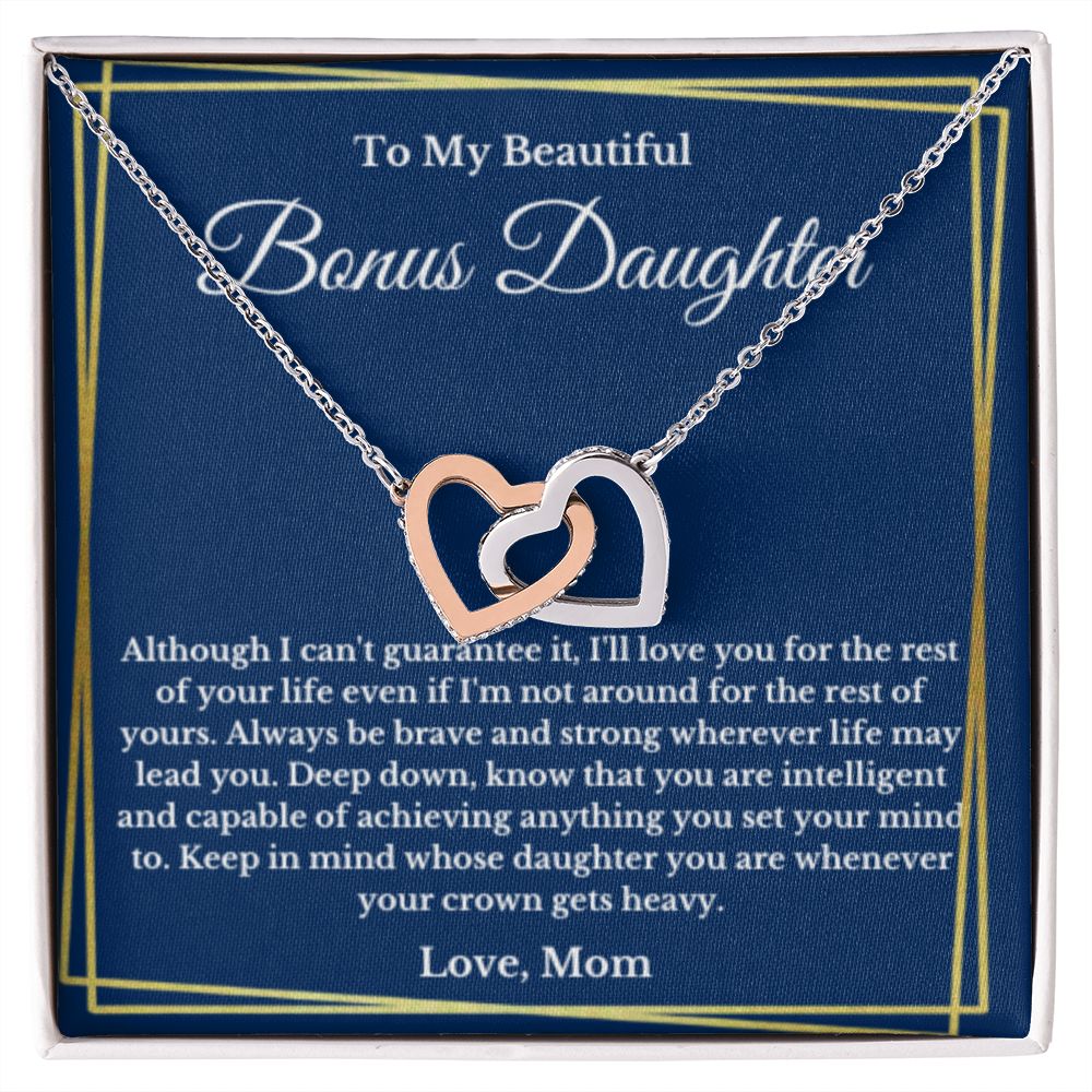 Bonus Daughter Necklace, Mother to Daughter Gift, Step Daughter Jewelry, Birthday Gift, Message Card