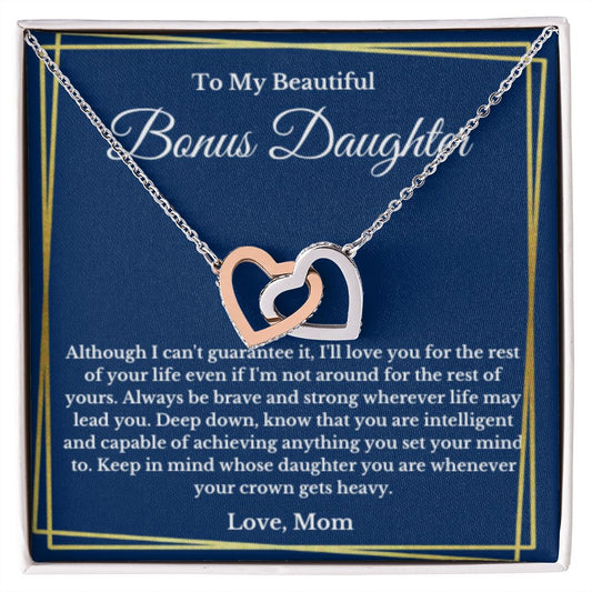 Bonus Daughter Necklace, Mother to Daughter Gift, Step Daughter Jewelry, Birthday Gift, Message Card
