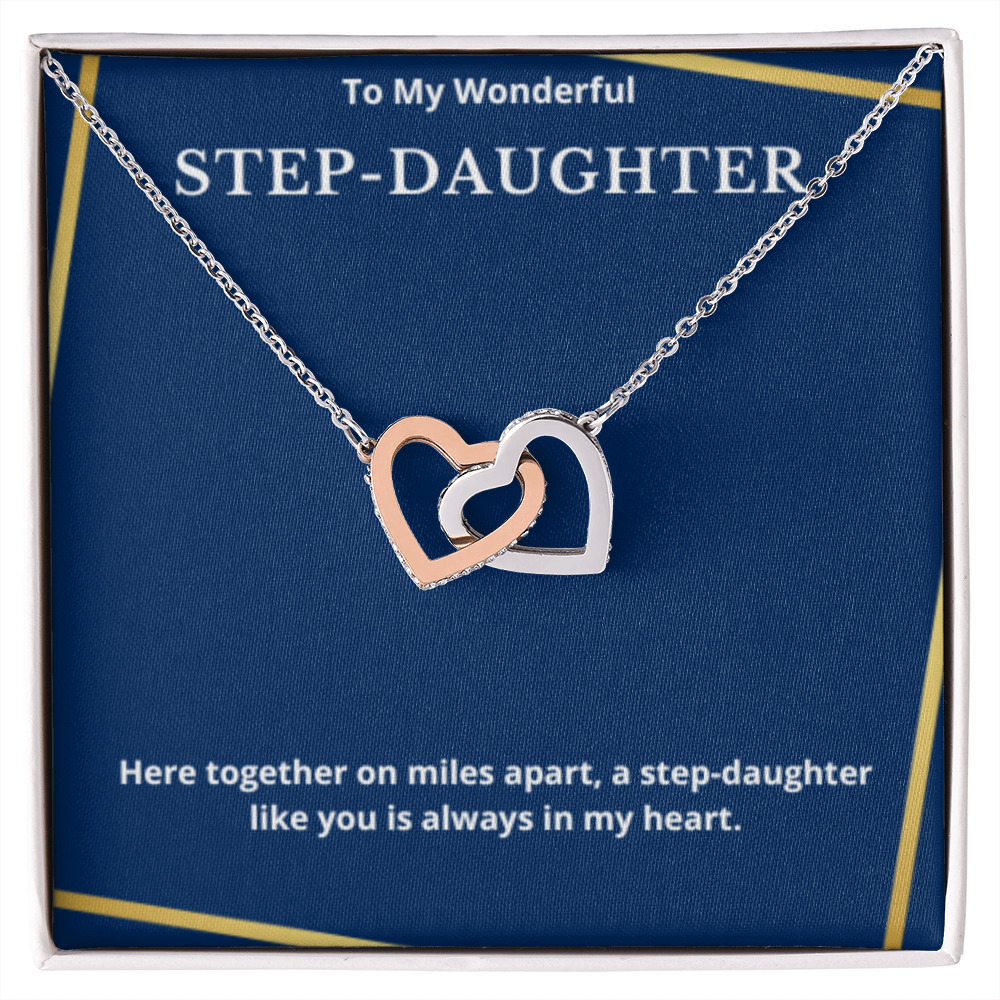 To Step-Daughter Interlocked Hearts Necklace, Present For Bonus Daughter Birthday/Christmas Gifts. Necklace Step-Daughter Jewelry