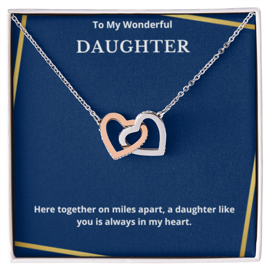 To Daughter Interlocked Hearts Necklace, Present For Daughter Birthday/Christmas Gifts. Necklace Daughter Jewelry
