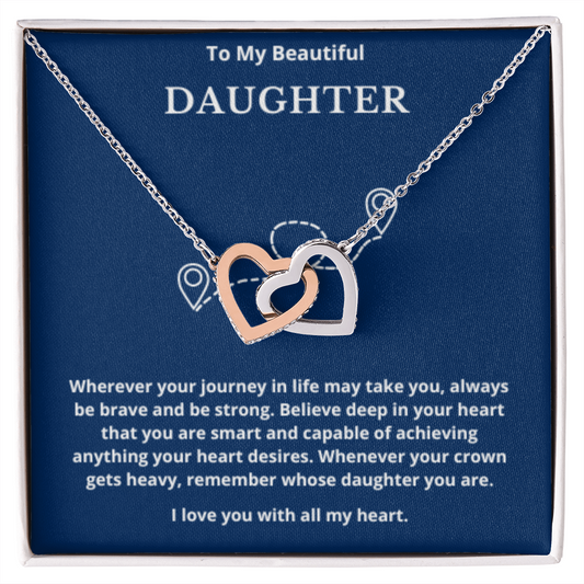 To Daughter Interlocked Hearts Necklace, Present For Daughter Birthday/Christmas Gifts. Necklace Daughter Jewelry