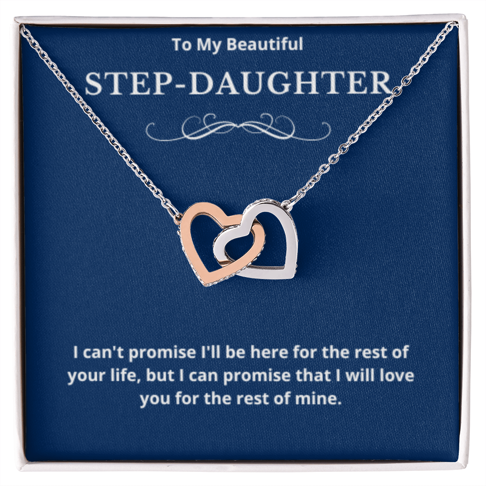 To Step-Daughter Interlocked Hearts Necklace, Present For Bonus Daughter Birthday/Christmas Gifts. Necklace Step-Daughter Jewelry