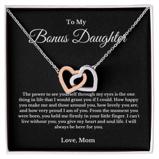 Bonus Daughter Necklace, Mother to Daughter Gift, Step Daughter Jewelry, Birthday Gift, Message Card