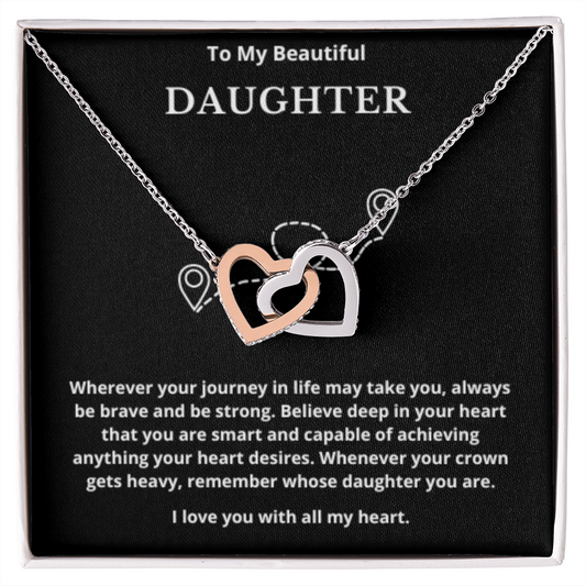 To Daughter Interlocked Hearts Necklace, Present For Daughter Birthday/Christmas Gifts. Necklace Daughter Jewelry