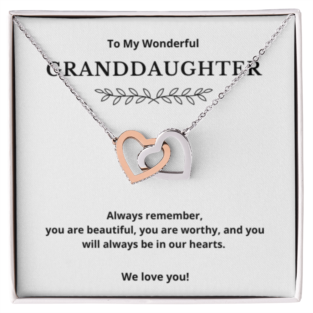 To Granddaughter Interlocking Hearts Necklace, Present For Granddaughter Birthday/Christmas Gifts For Granddaughter Jewelry Wedding Day