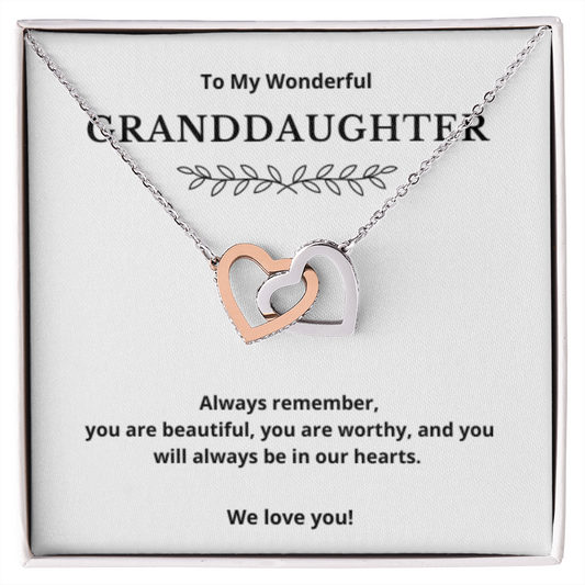 To Granddaughter Interlocking Hearts Necklace, Present For Granddaughter Birthday/Christmas Gifts For Granddaughter Jewelry Wedding Day