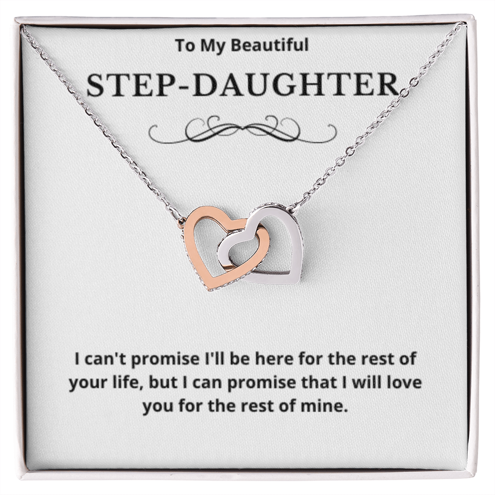 To Step-Daughter Interlocked Hearts Necklace, Present For Bonus Daughter Birthday/Christmas Gifts. Necklace Step-Daughter Jewelry