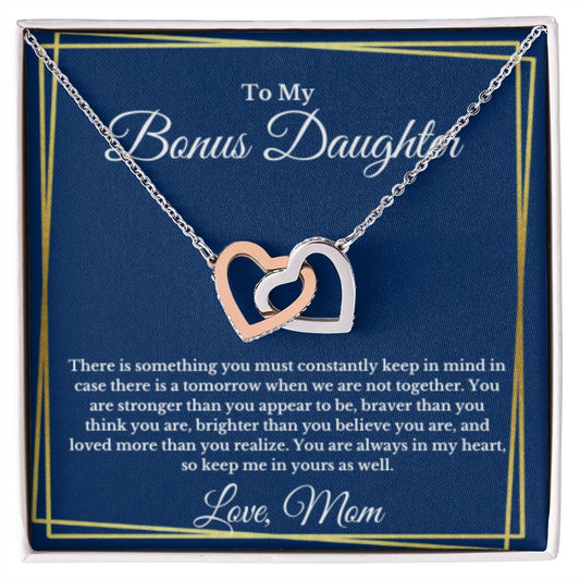 Bonus Daughter Necklace, Mother to Daughter Gift, Step Daughter Jewelry, Birthday Gift, Message Card