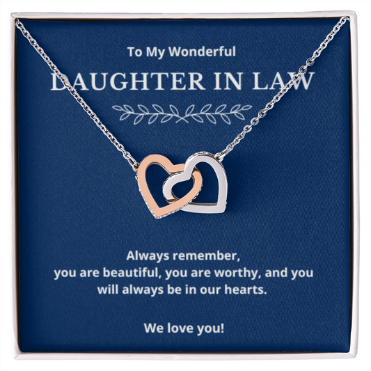 To Daughter In Law Interlocked Hearts Necklace, Present For Daughter in law Birthday/Christmas Gifts. Necklace Daughter in law Jewelry