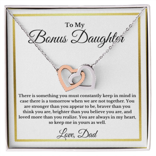 To My Bonus Daughter Necklace, Father Step Daughter Necklace, Birthday, Gifts to Bonus Daughter, Message Card Necklace