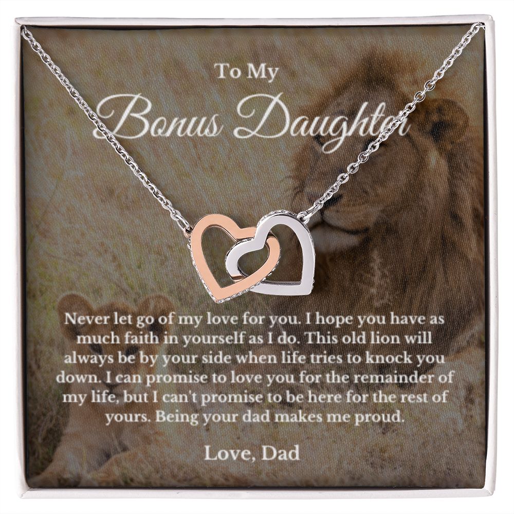 To My Bonus Daughter Necklace, Father Step Daughter Necklace, Birthday, Gifts to Bonus Daughter, Message Card Necklace