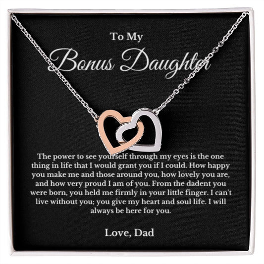 To My Bonus Daughter Necklace, Father Step Daughter Necklace, Birthday, Gifts to Bonus Daughter, Message Card Necklace