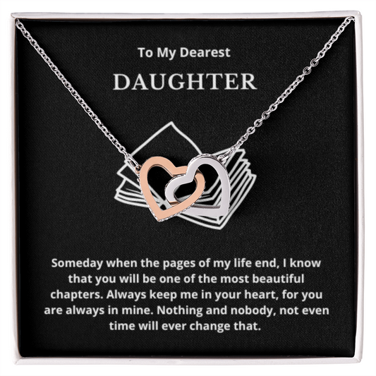 To Daughter Interlocked Hearts Necklace, Present For Daughter Birthday/Christmas Gifts. Necklace Daughter Jewelry