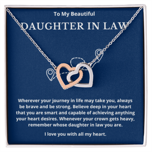 To Daughter In Law Interlocked Hearts Necklace, Present For Daughter in law Birthday/Christmas Gifts. Necklace Daughter in law Jewelry