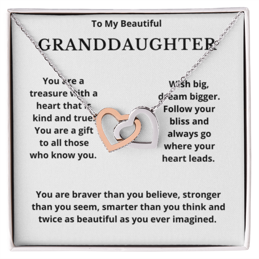 To Granddaughter Interlocking Hearts Necklace, Present For Granddaughter Birthday/Christmas Gifts For Granddaughter Jewelry Wedding Day