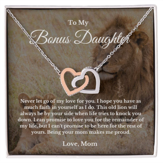 Bonus Daughter Necklace, Mother to Daughter Gift, Step Daughter Jewelry, Birthday Gift, Message Card