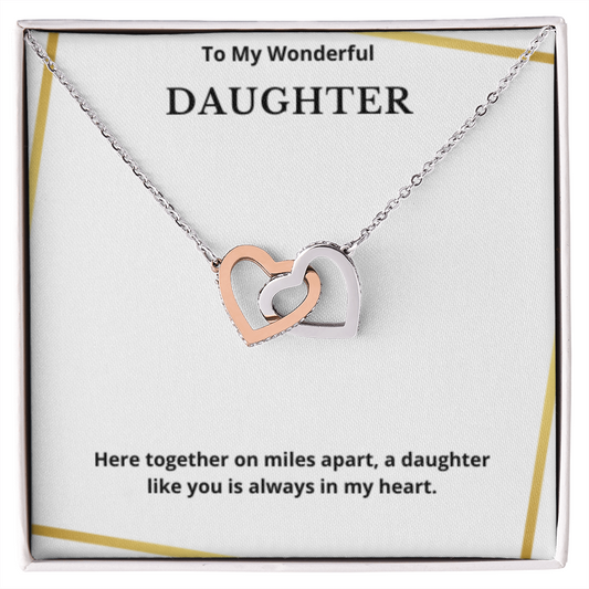To Daughter Interlocked Hearts Necklace, Present For Daughter Birthday/Christmas Gifts. Necklace Daughter Jewelry