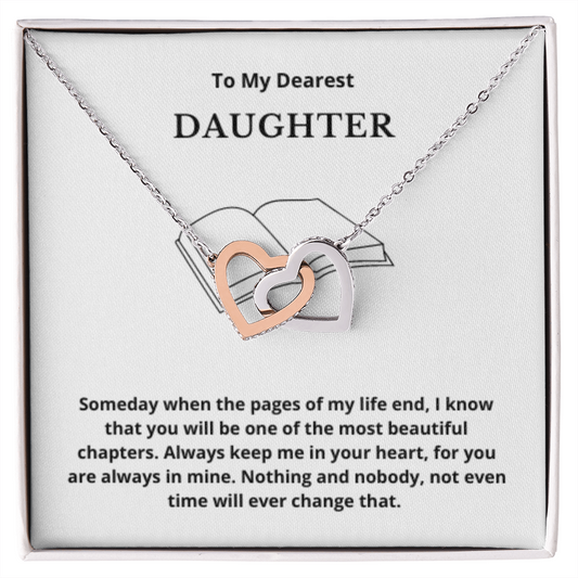 To Daughter Interlocked Hearts Necklace, Present For Daughter Birthday/Christmas Gifts. Necklace Daughter Jewelry