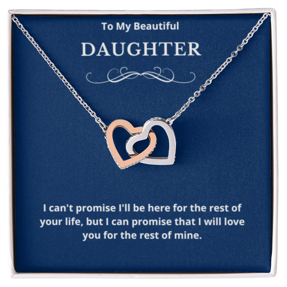 To Daughter Interlocked Hearts Necklace, Present For Daughter Birthday/Christmas Gifts. Necklace Daughter Jewelry