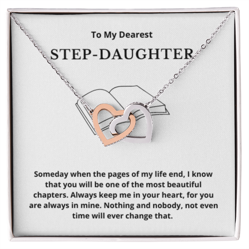 To Step-Daughter Interlocked Hearts Necklace, Present For Bonus Daughter Birthday/Christmas Gifts. Necklace Step-Daughter Jewelry