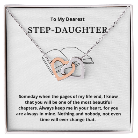 To Step-Daughter Interlocked Hearts Necklace, Present For Bonus Daughter Birthday/Christmas Gifts. Necklace Step-Daughter Jewelry