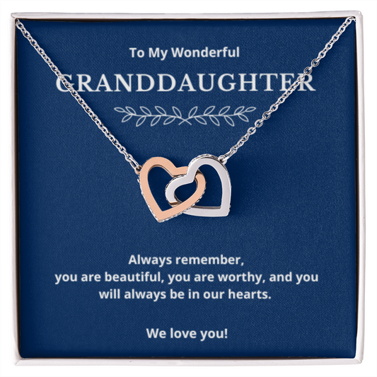 To Granddaughter Interlocking Hearts Necklace, Present For Granddaughter Birthday/Christmas Gifts For Granddaughter Jewelry Wedding Day