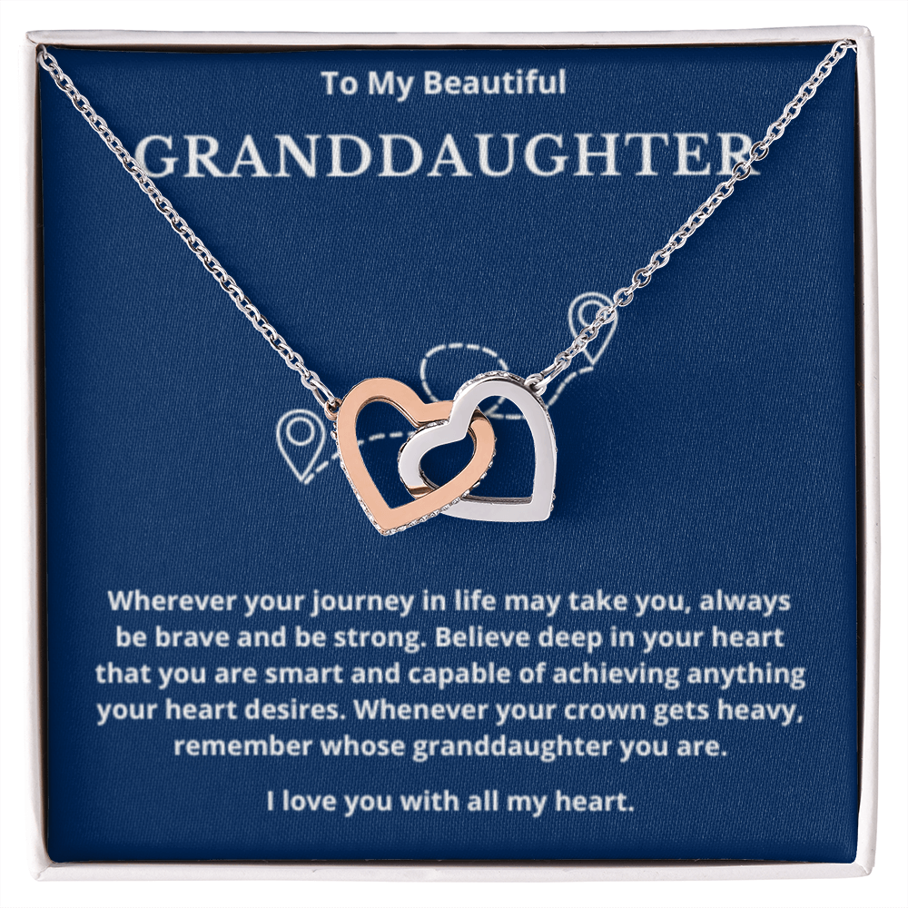 To Granddaughter Interlocking Hearts Necklace, Present For Granddaughter Birthday/Christmas Gifts For Granddaughter Jewelry Wedding Day